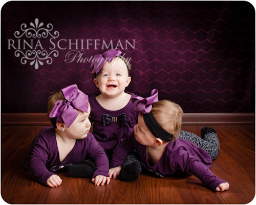 triplet baby girls portrait